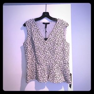 Bcbgmaxazria Amaya blk and wht print peplum shirt